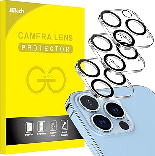 JETech Camera Lens Protector for iPhone 13 Pro Max 6.7-Inch and iPhone 13 Pro 6.1-Inch, 9H Tempered Glass, HD Clear, Anti-Scratch, Case Friendly, Does Not Affect Night Shots, 3-Pack